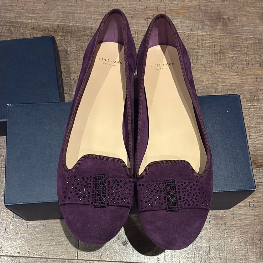 Cole Haan Women's Deep Purple Flats with Bow Detail